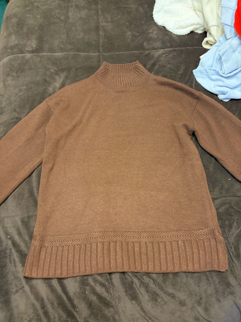 Tahari Brown Ribbed Knit Sweater